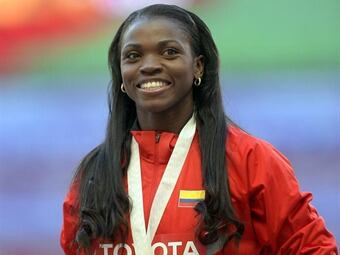 Caterine Ibargüen, atleta colombiana ganadora de medalla de oro en Moscú. Foto: EFE