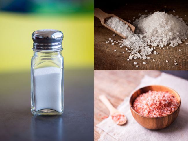 Sal de mesa, sal marina y sal del Himalaya, imágenes de referencia (Getty Images).