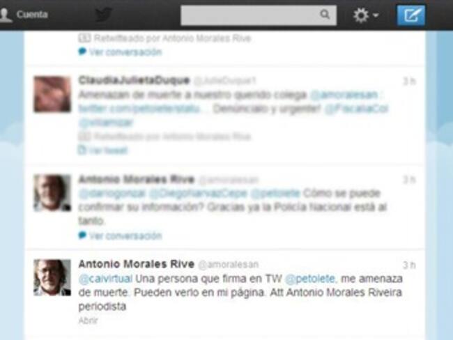 A través de Twitter amenazan de muerte al periodista Antonio Morales