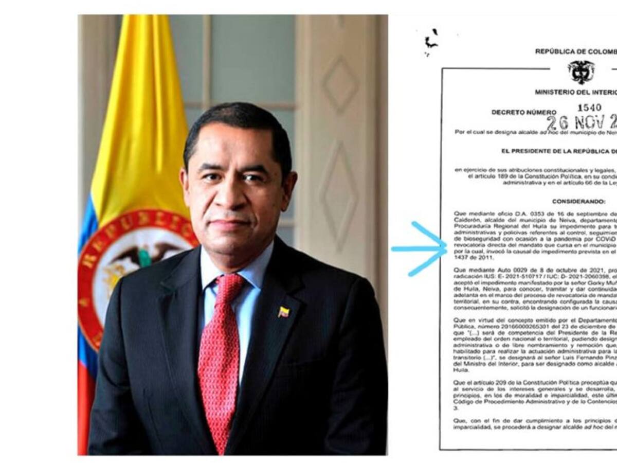 Designan alcalde Ad hoc para Neiva
