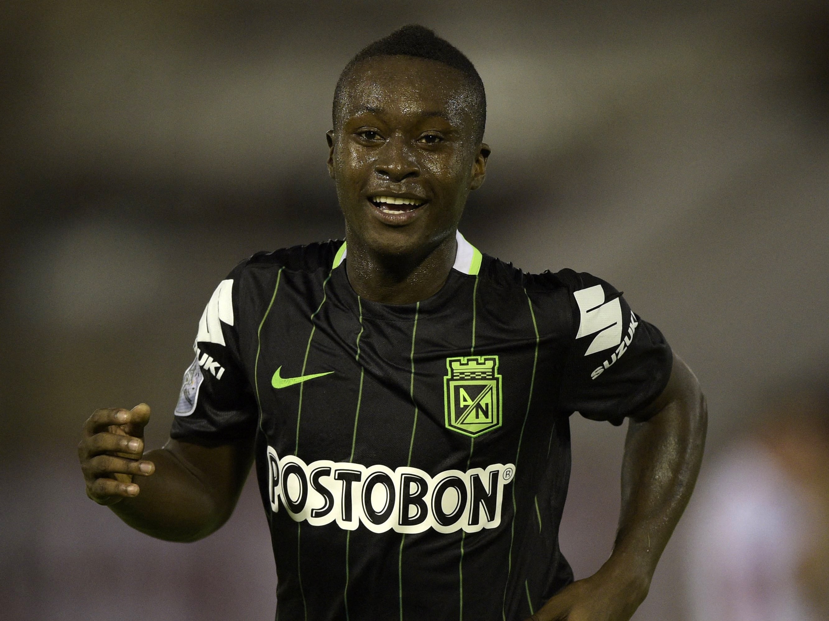 Marlos Moreno, extremo colombiano, durante su paso por Atlético Nacional. (Photo by JUAN MABROMATA/AFP via Getty Images)