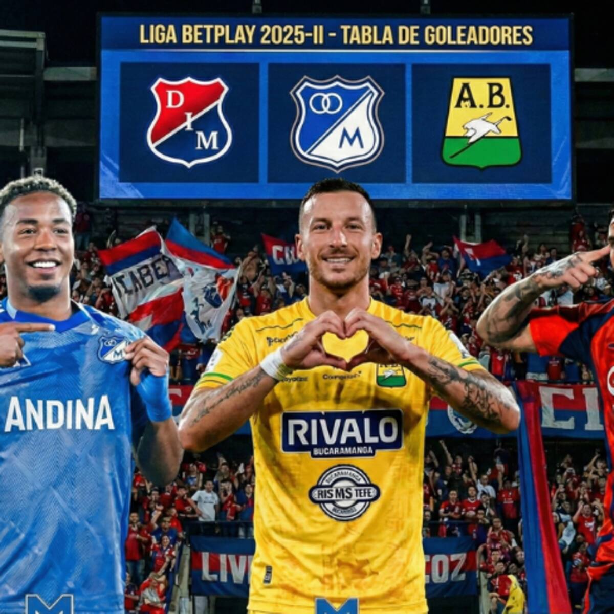 Tabla de goleadores de la Liga Colombiana 2025 tras gol de Luciano Pons con Bucaramanga