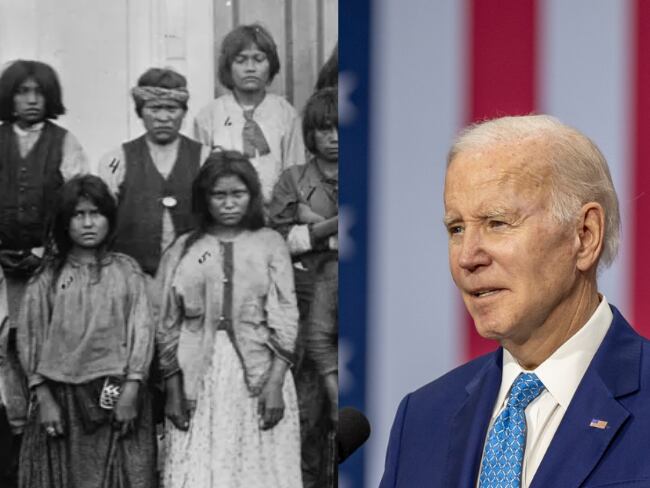 El presidente de Estados Unidos, Joe Biden, pidió perdón en nombre del gobierno, por las crueldades cometidas en cientos de internados para niños indígenas ( 2024 )