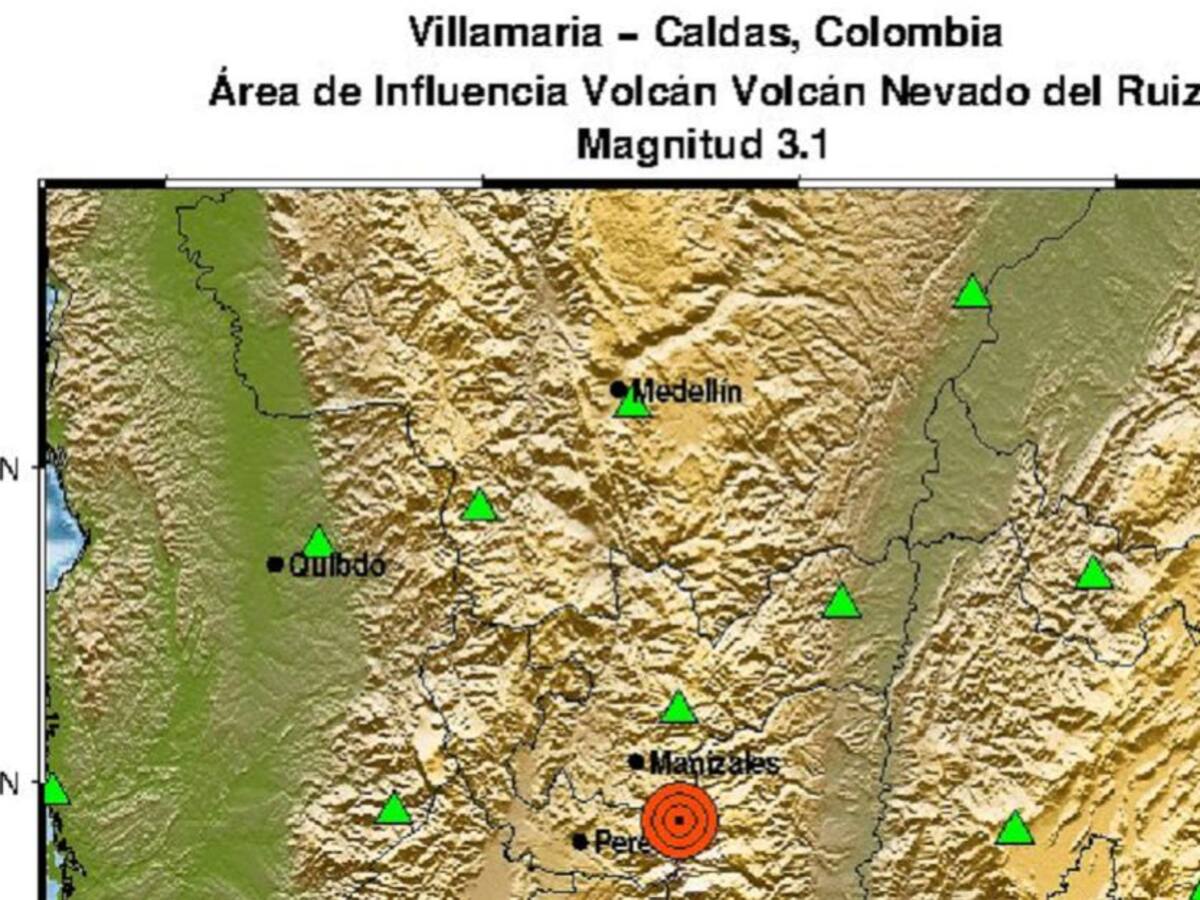 Temblor asociado a fracturamiento de roca en el volcán Nevado del Ruíz