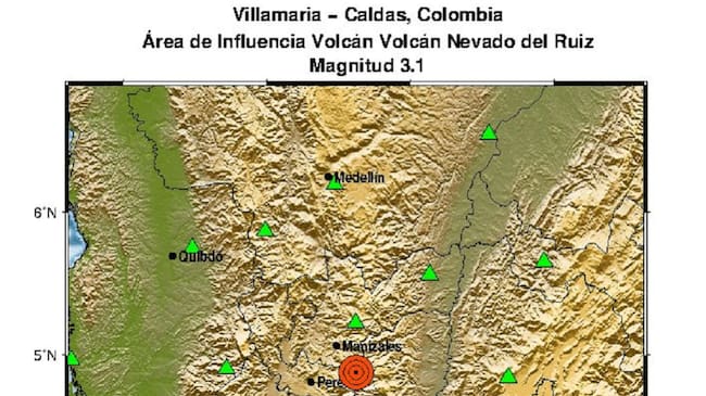 Movimiento sísmico asociado al volcán Nevado del Ruíz