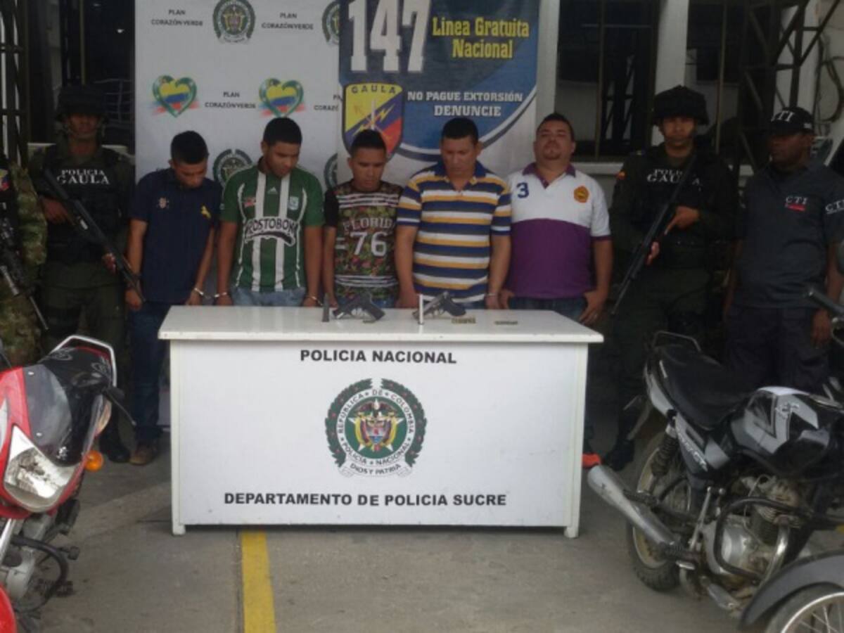 Caen cinco presuntos extorsionistas del Clan del Golfo en Sucre