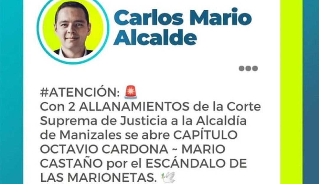 Mensaje publicado en redes sociales