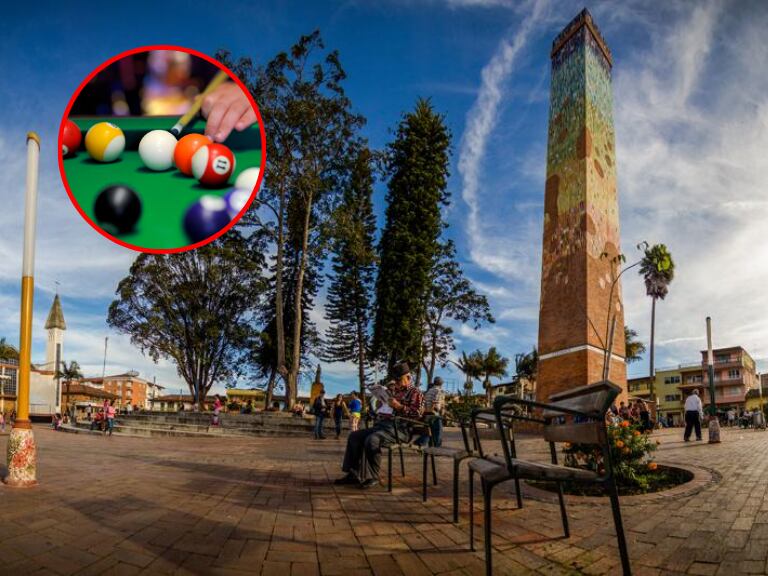 Pueblo colombiano y objetos del juego billar (Fotos vía Getty Images)