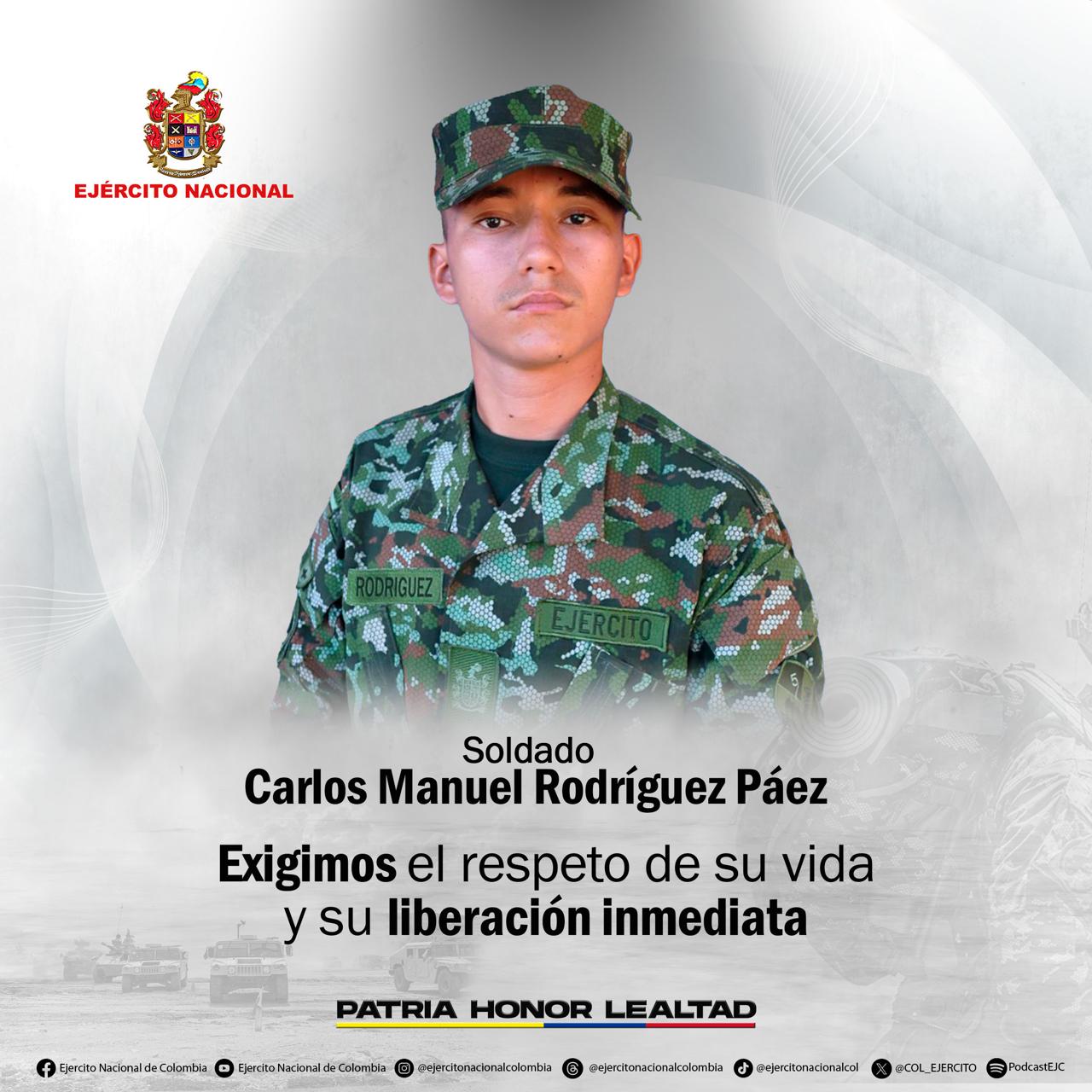 Soldado secuestrado en la región del Catatumbo. / Foto: Ejército Nacional.