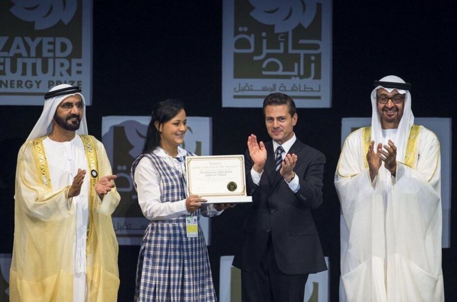 Premio Zayed a la sostenibilidad 2016, entregado a la Institución Educativa Gabriel Plazas.