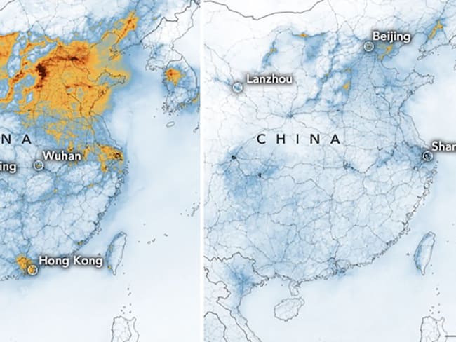La NASA revela caída de contaminación en China por Coronavirus