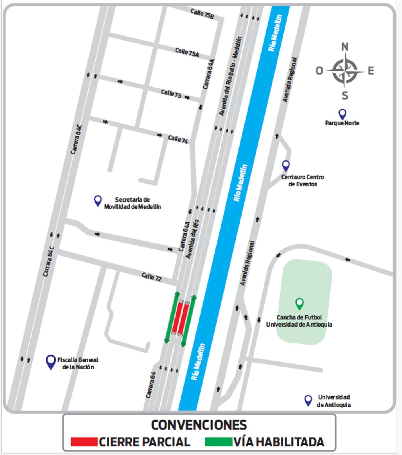 Gráfica de las vías cerradas.
