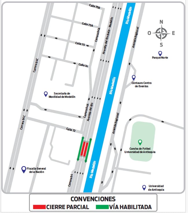 Gráfica de las vías cerradas.
