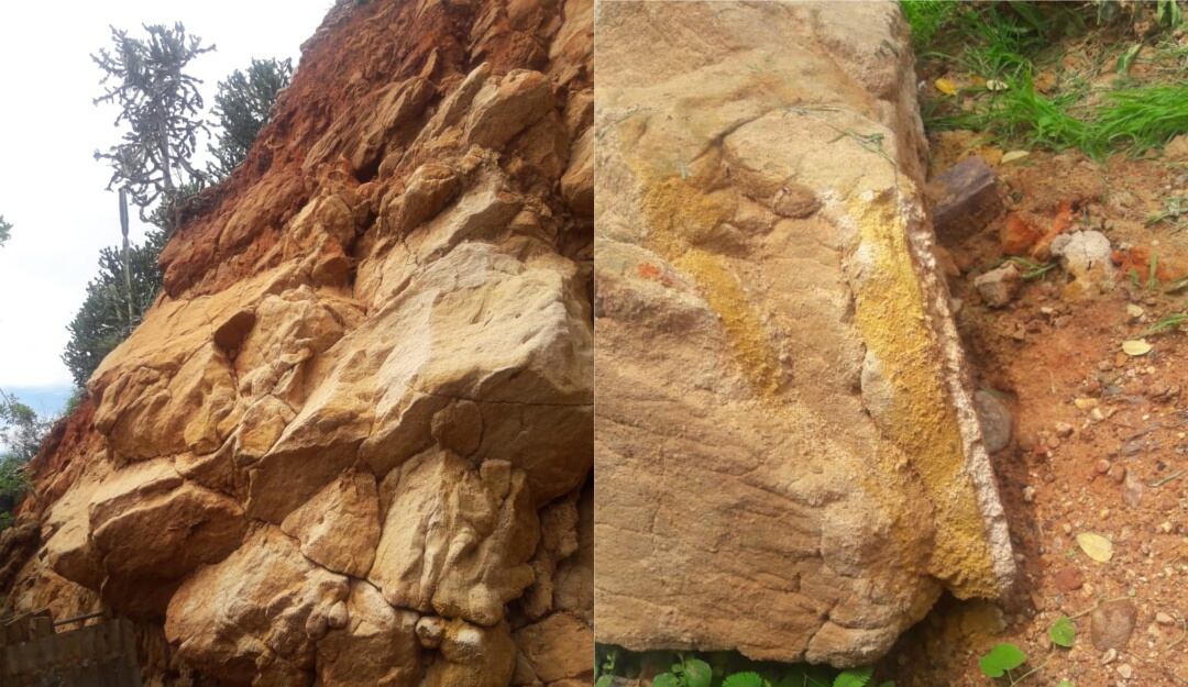 Preocupación por las rocas que están en la cima de la montaña 