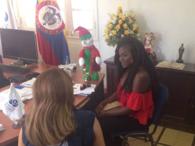 Shirley Salgado, cuando se entrevistaba con la defensora del Pueblo en Barranquilla.