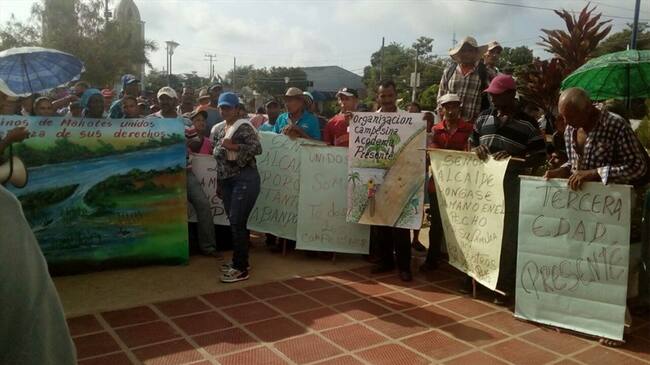 Campesinos marchan en Mahates exigiendo solución a crisis alimentaria y ambiental. Foto: Cortesía Nyria Ramírez