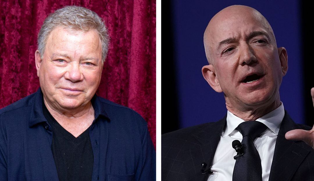 El actor William Shatner y el empresario Jeff Bezos