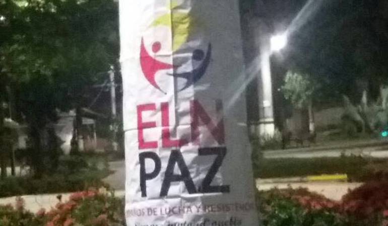 Afiche alusivo al Eln en el municipio de Tibú