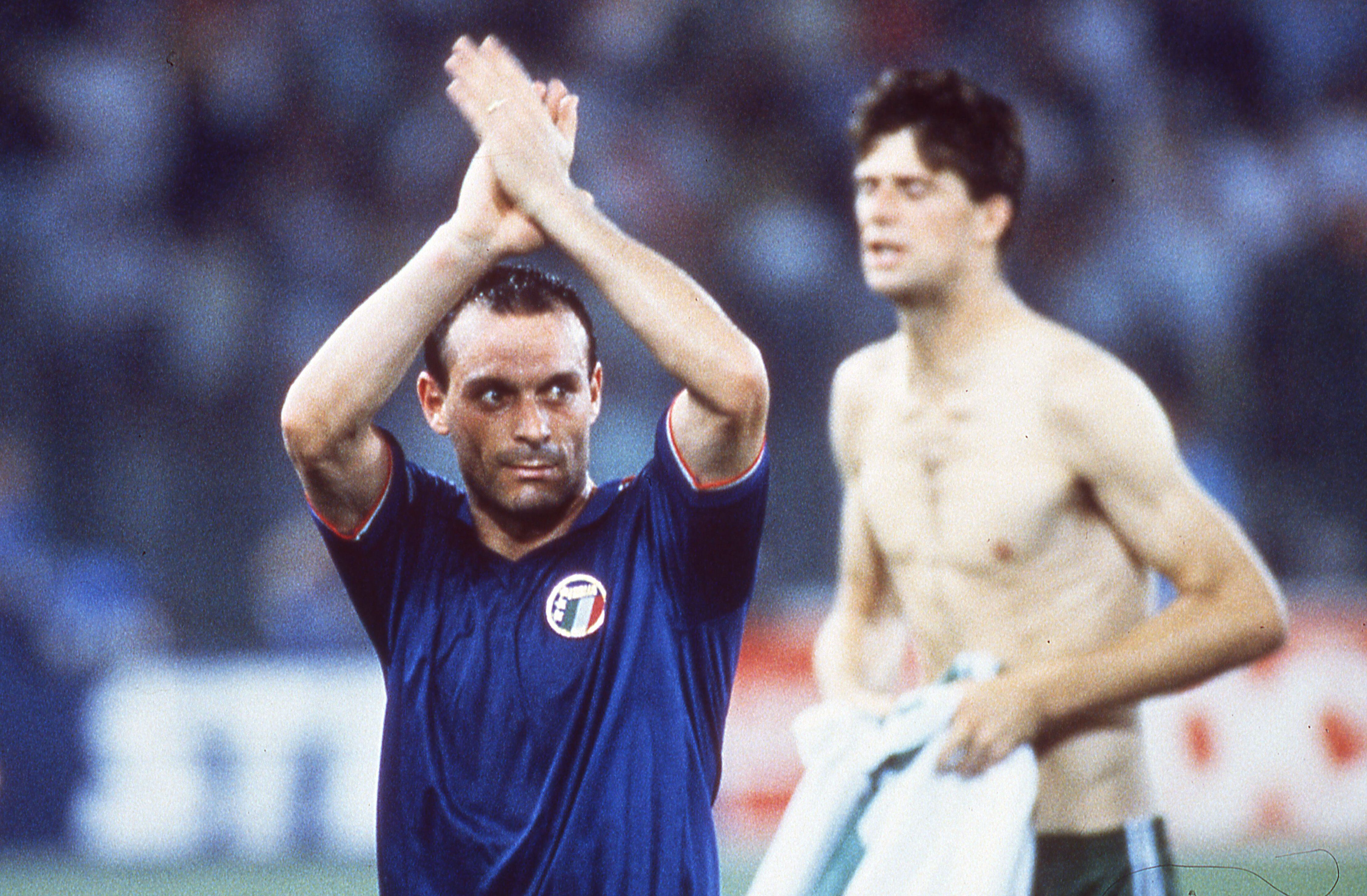 Salvatore Schillaci of Italy after the World Cup 1990 match between Italy and Ireland on 30 June in Rome, Italy. (Photo by Alessandro Sabattini/Getty Images)