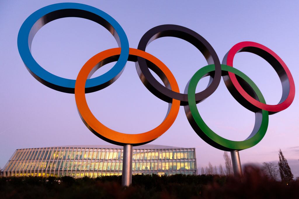 LAUSANNE, SWITZERLAND - JANUARY 11: The Olympic Rings sit on display outside the International Olympic Committee (IOC) Headquarters on January 11, 2020 in Lausanne, Switzerland. (Photo by David Ramos/Getty Images)