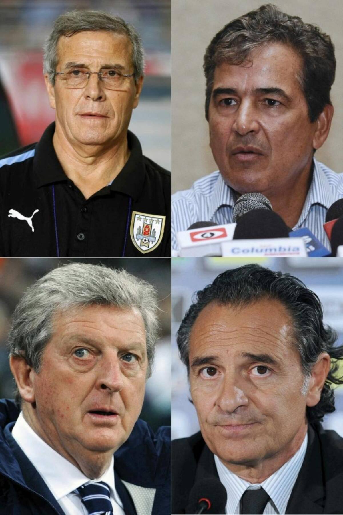 Estos son los técnicos que dirigirán los equipos en el Grupo D: Uruguay, Costa Rica, Inglaterra e Italia.