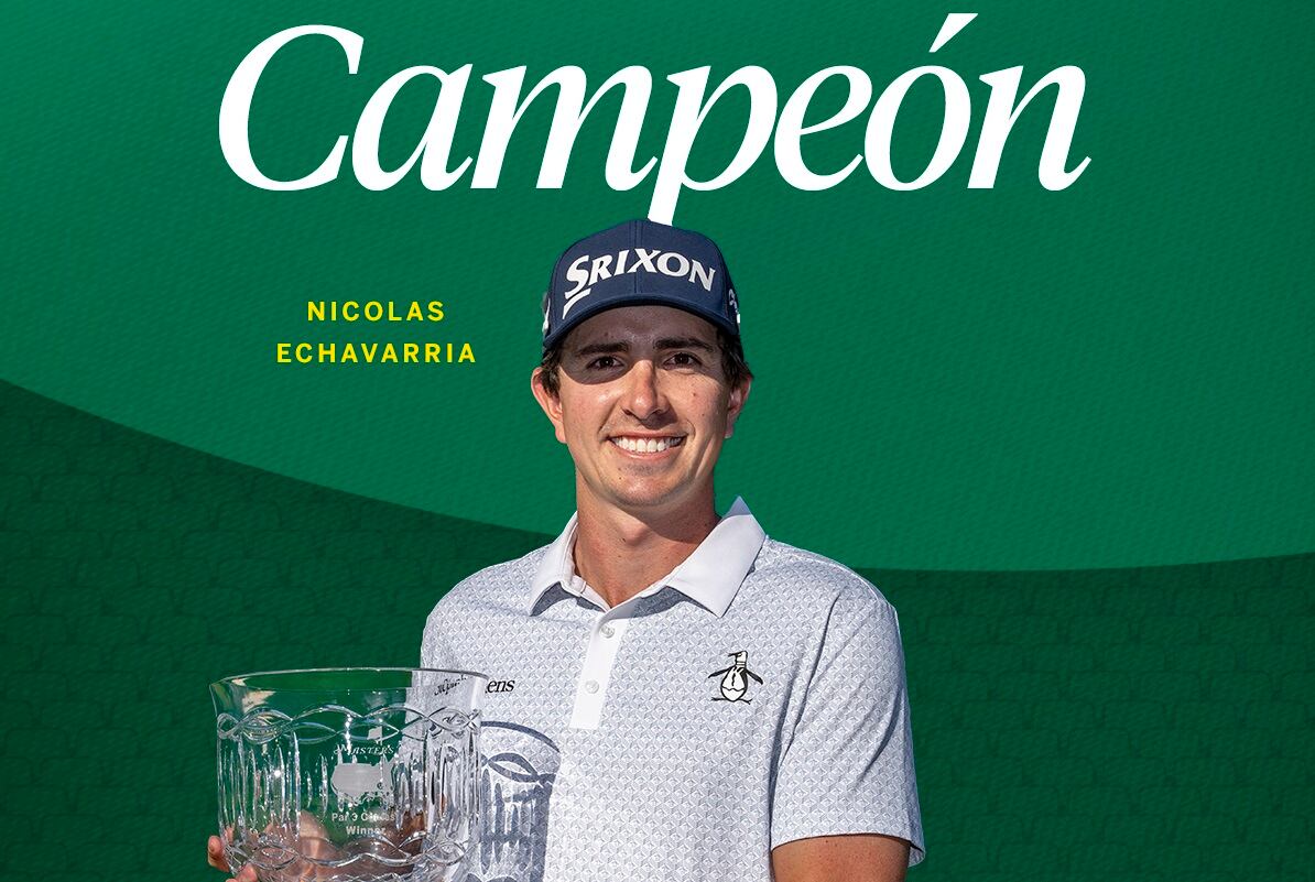 Nicolás Echavarría con el trofeo del Torneo Par Tres del Masters de Augusta / Foto: @TheMasters