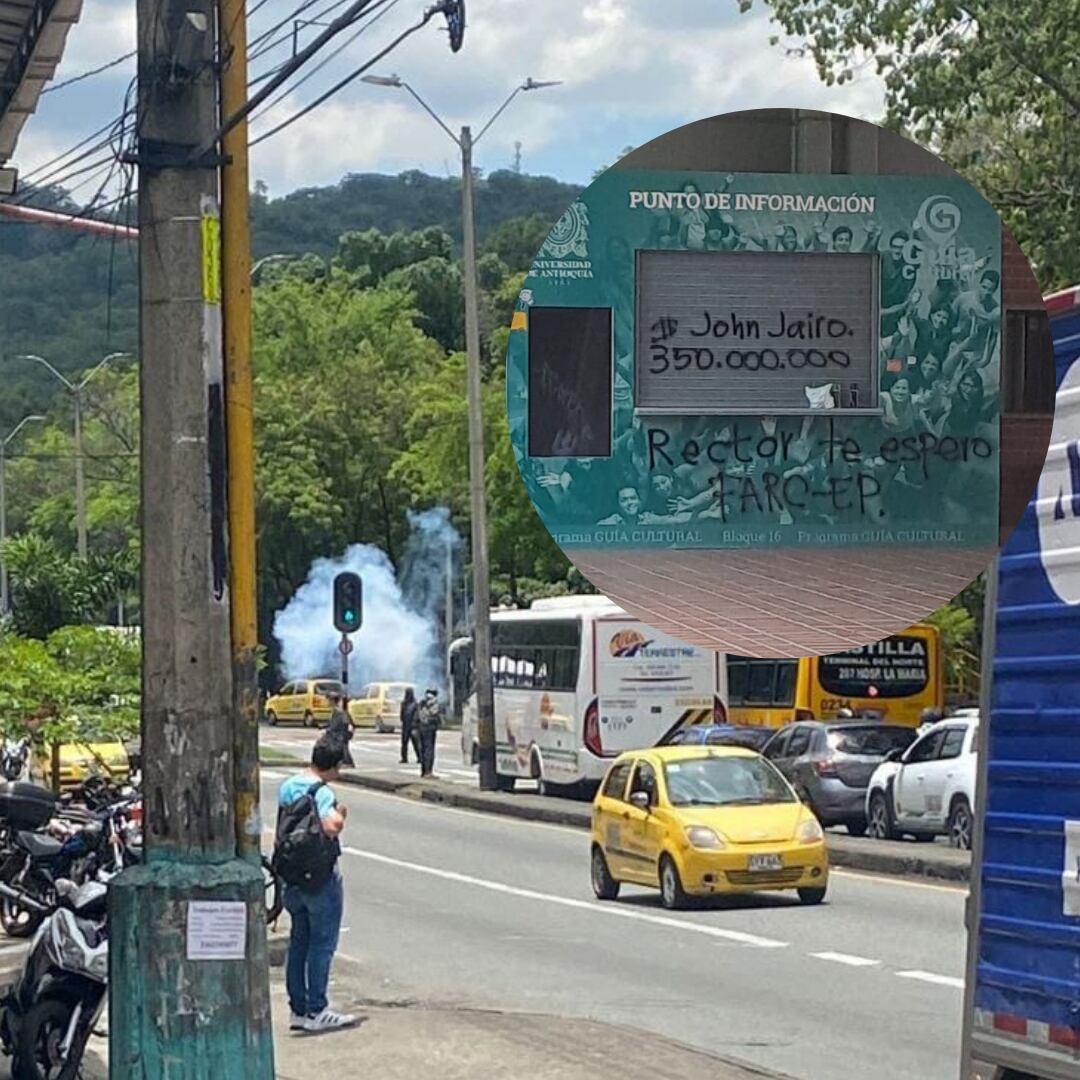 Protestas en la UdeA. Fotos: Denuncias Antioquia.