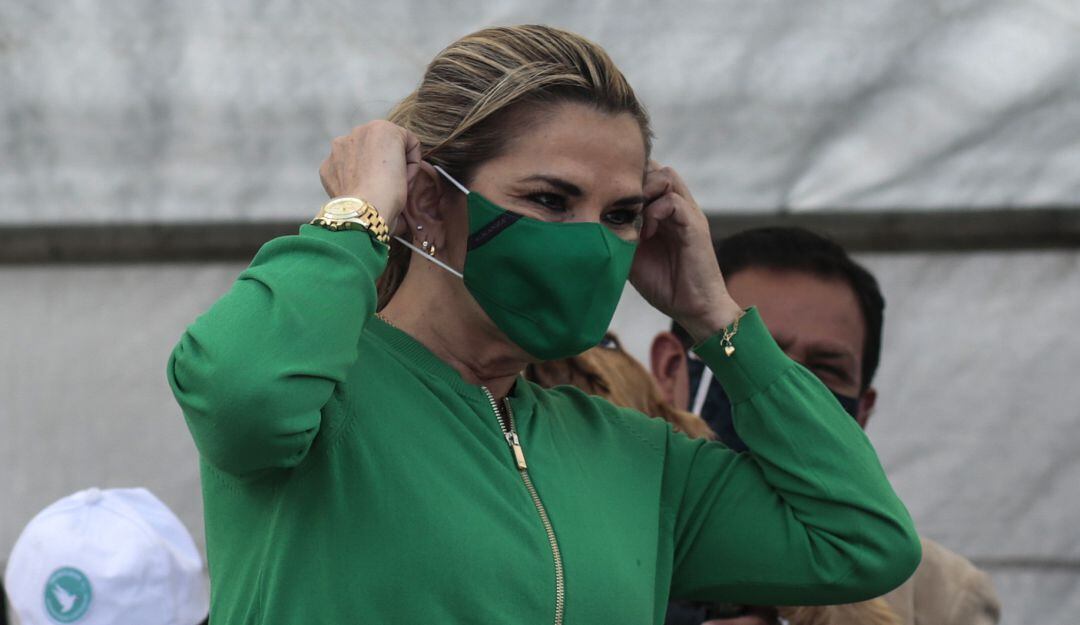 Jeanine Áñez durante un acto en Bolivia 