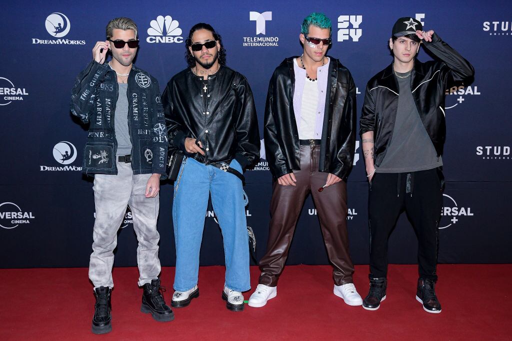 MEXICO CITY, MEXICO - NOVEMBER 17: Boy Band CNCO pose for a photo during the red carpet for the NBCUniversal Experience at Jardin Santa Fe on November 17, 2022 in Mexico City, Mexico. (Photo by Jaime Nogales/Medios y Media/Getty Images)