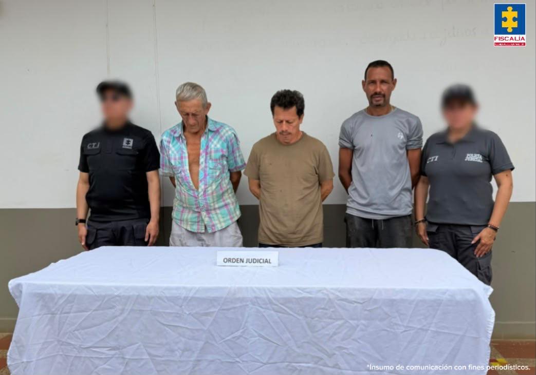Cuatro hombres fueron capturados por presuntamente abusar y explotar sexualmente a niñas indígenas de Puerto Concordía Meta. Foto: Fiscalía.
