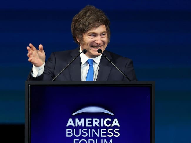 El presidente Javier Milei durante el America Business Forum, el 6 de noviembre de 2025. FOTO: Alexander Tamargo/Getty Images