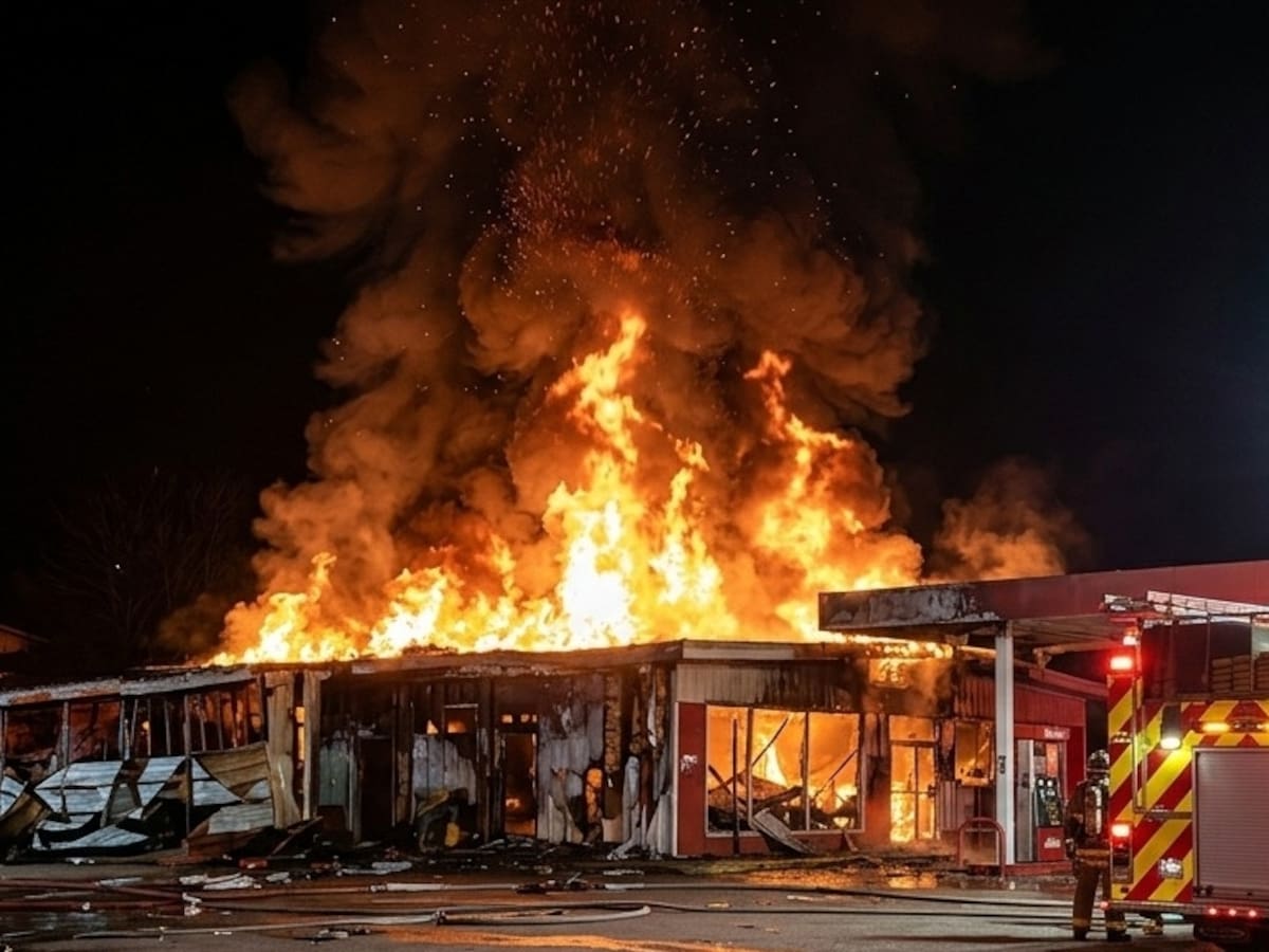 Incendio en el portal de Metrolínea de Girón. Es el tercero en este 2026