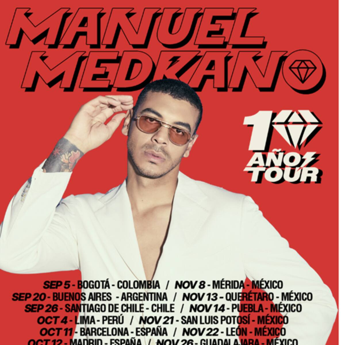 Manuel Medrano celebra sus 10 años de carrera con un nuevo álbum en vivo y tour: países y fecha
