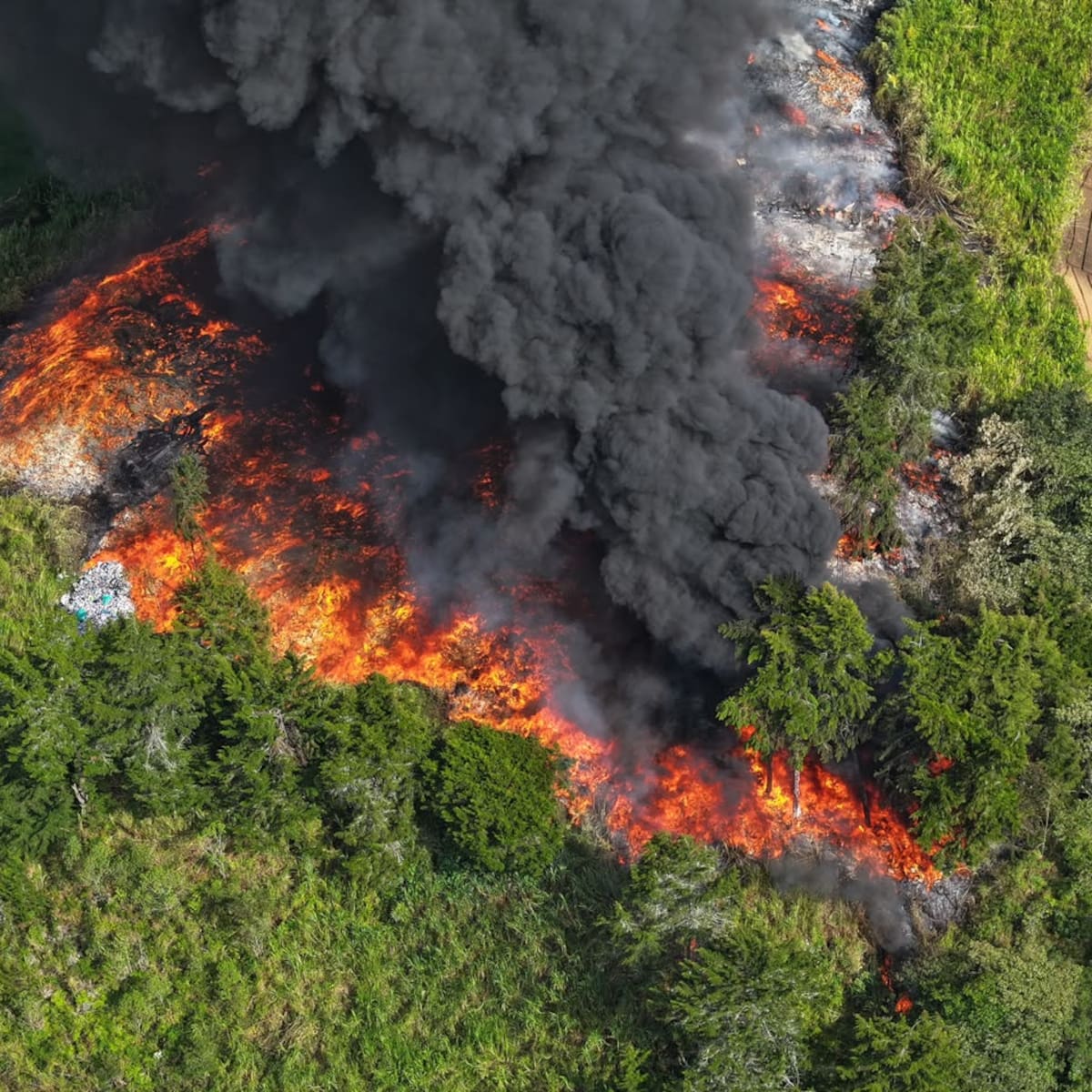 Un voraz incendio consume una bodega de reciclaje en la vereda La Laja de Rionegro, Antioquia