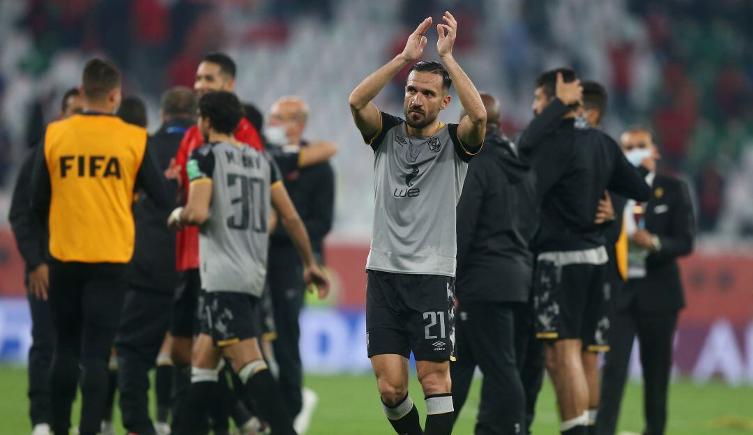 Los jugadores del Al Ahly festejan la clasifcación a las semifinales del Mundial de Clubes.