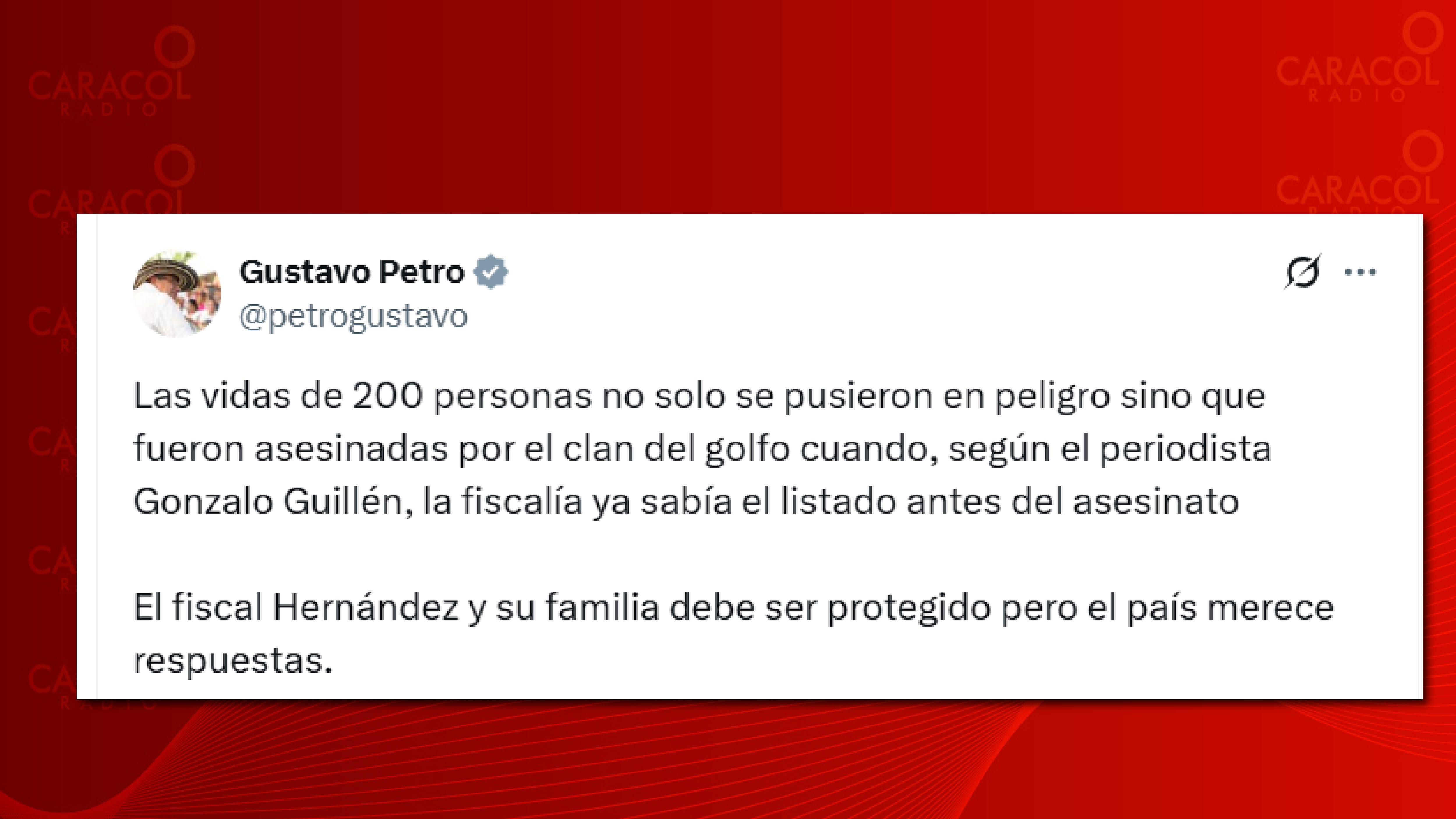 Los trinos de Petro contra el fiscal Daniel Hernández