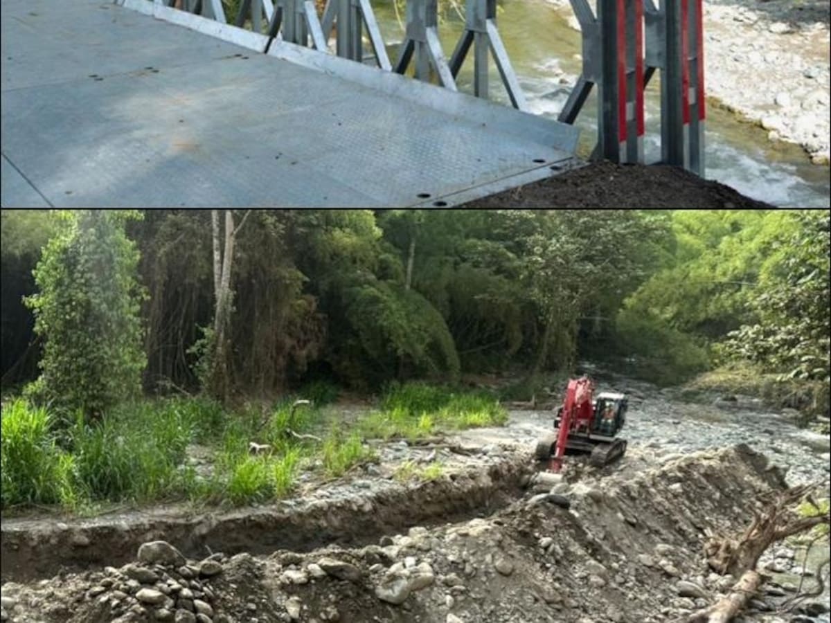 En Calarcá, Quindío, adelantan obras para garantizar estabilidad de puente militar
