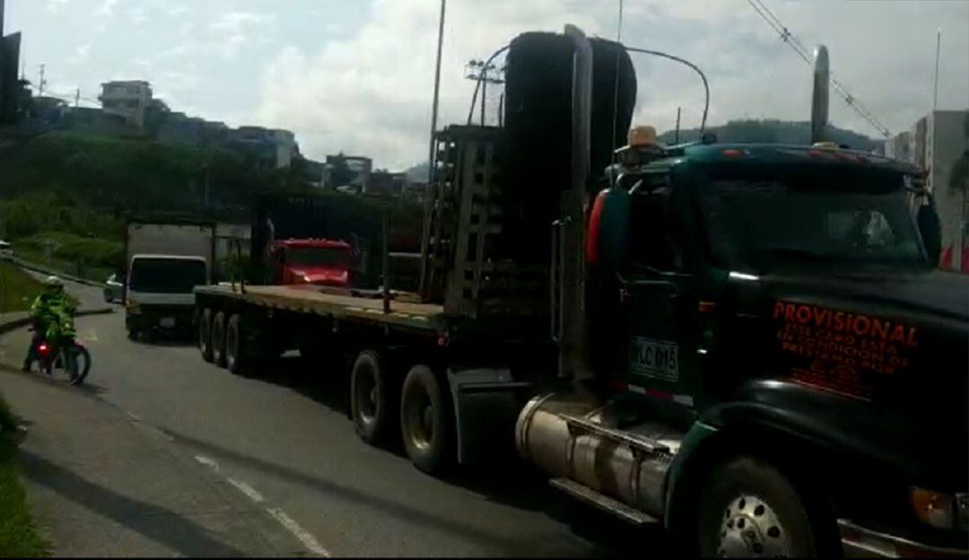 Protesta de camioneros en Manizales.
