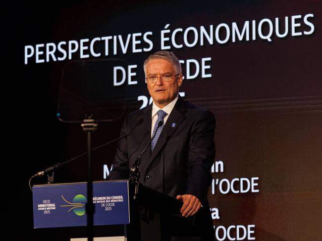 Paris (France), 03/06/2025.- Secretary-General of the Organisation for Economic Co-operation and Development (OECD) Mathias Cormann delivers his speech at the OECD Ministerial Council Meeting at the organisations headquarters in Paris, France, 03 June 2025. The meeting is held from 03 to 04 June 2025. (Francia) EFE/EPA/SADAK SOUICI