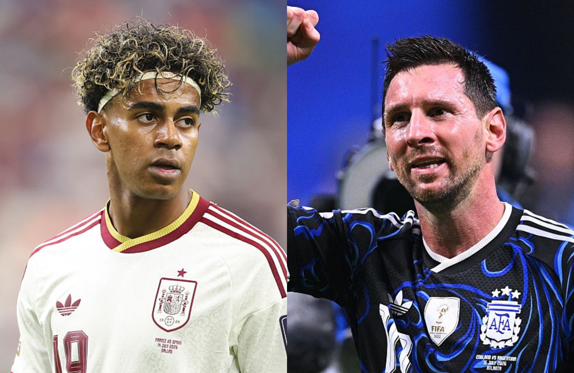 Lamine Yamal y Lionel Messi. Fotos: (Photo by Rob Newell - CameraSport via Getty Images) / (Photo by Tom Weller/picture alliance via Getty Images)
