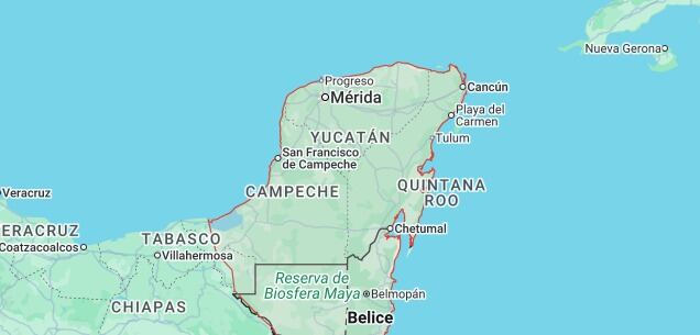 México: apagón masivo en la península de Yucatán. Foto: Google Maps.