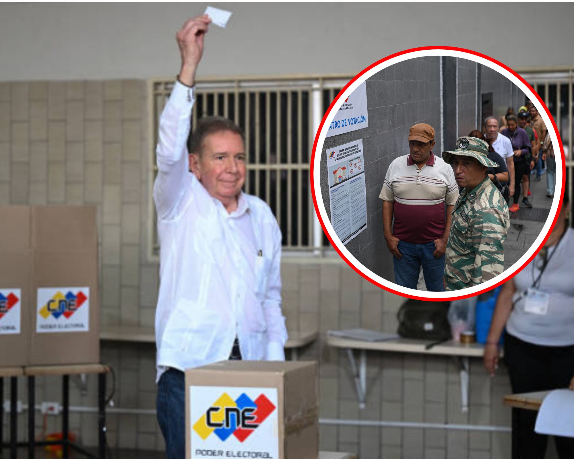 El candidato presidencial venezolano, Edmundo González, emitiendo su voto. 
(Foto: Caracol Radio / Getty )