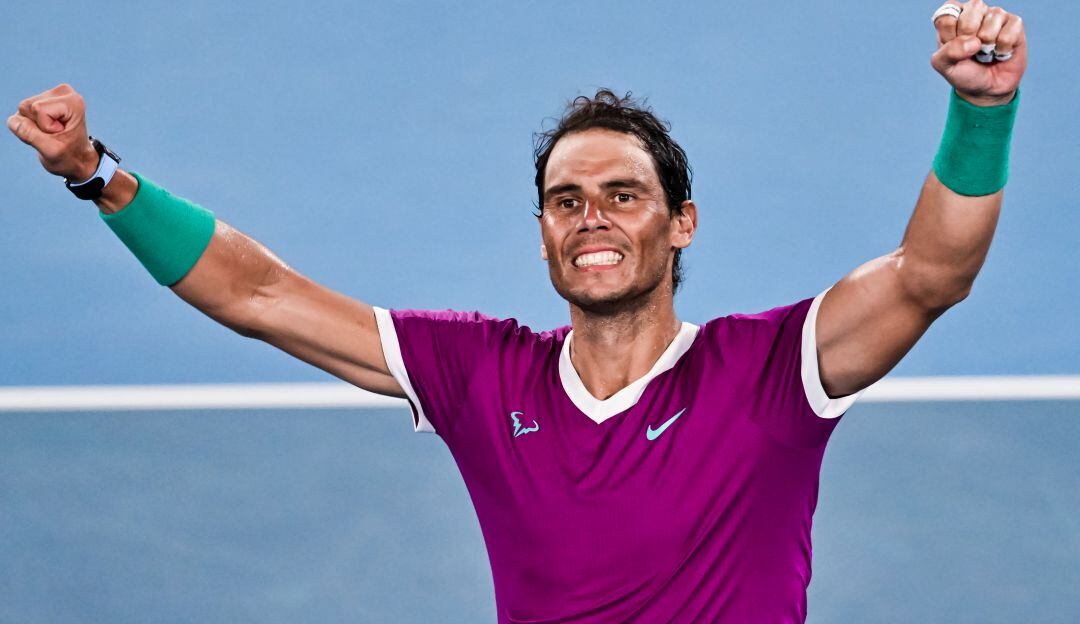 Rafael Nadal festeja su clasificación a la final del Abierto de Australia.