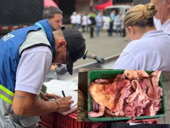 La carne estaba en malas condiciones sanitarias e iba a ser comercializada en el Centro de Medellín. Foto: Alcaldía de Medellín.