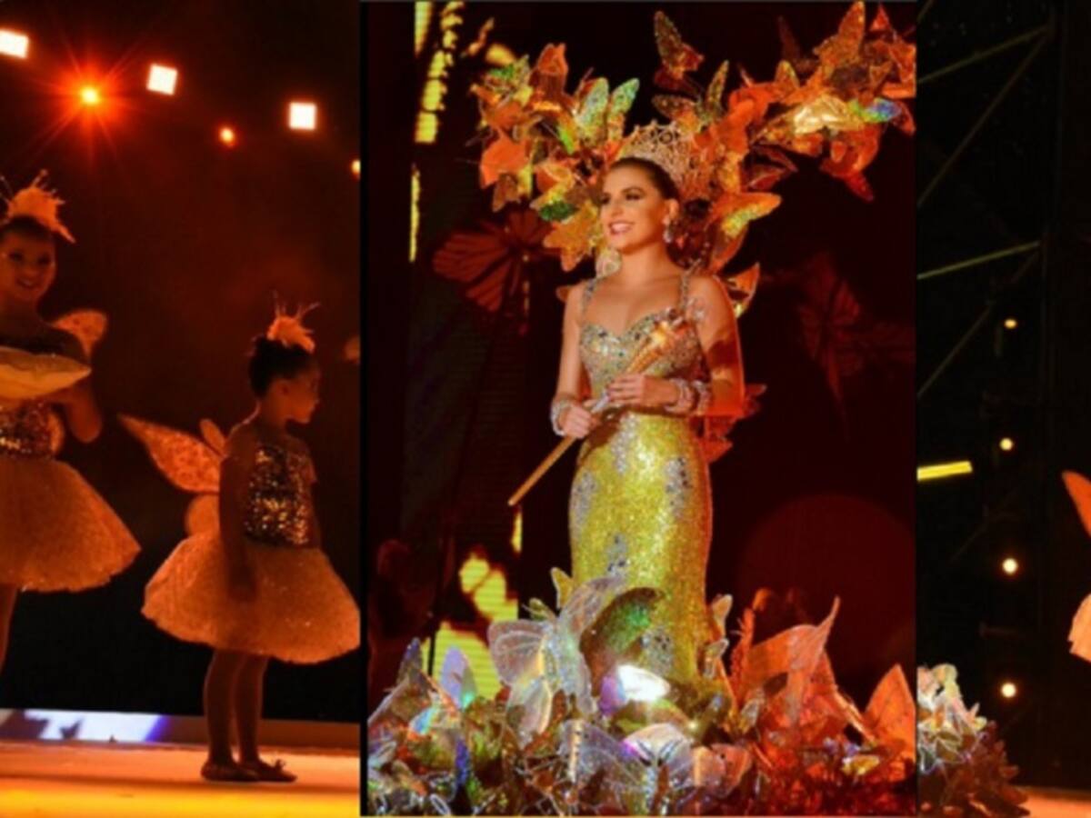 Marcela, la reina del carnaval, fue coronada en medio de mariposas amarillas