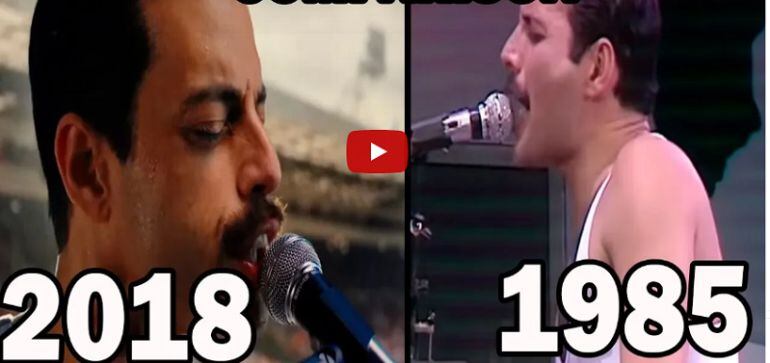 ¡Idénticos! Comparación de concierto de Queen real con el de la película