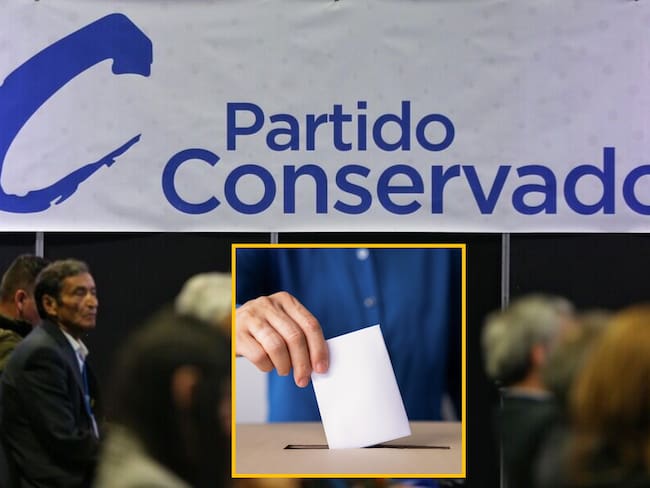 Partido Conservador e imagen de referencia de votación. Foto: Colprensa / Getty Images