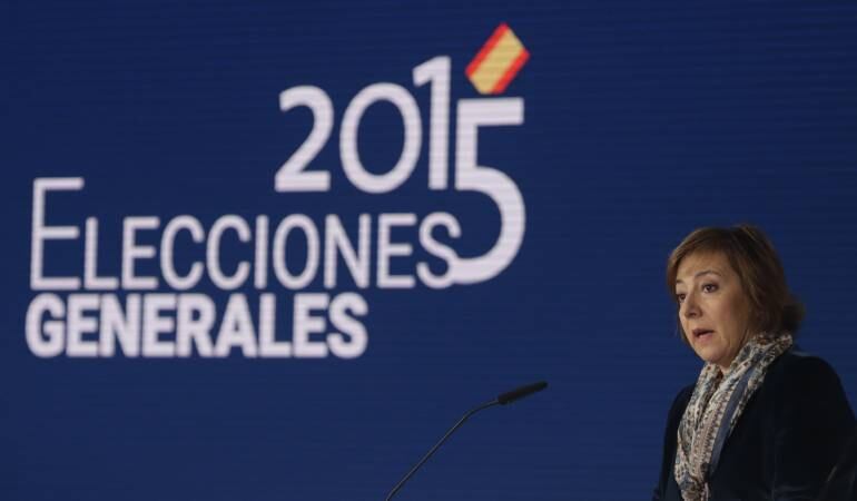 La secretaria de Estado de Comunicación, Carmen Martinez Castro, informa en rueda de prensa sobre el dispositiivo previsto para la jornada electoral.