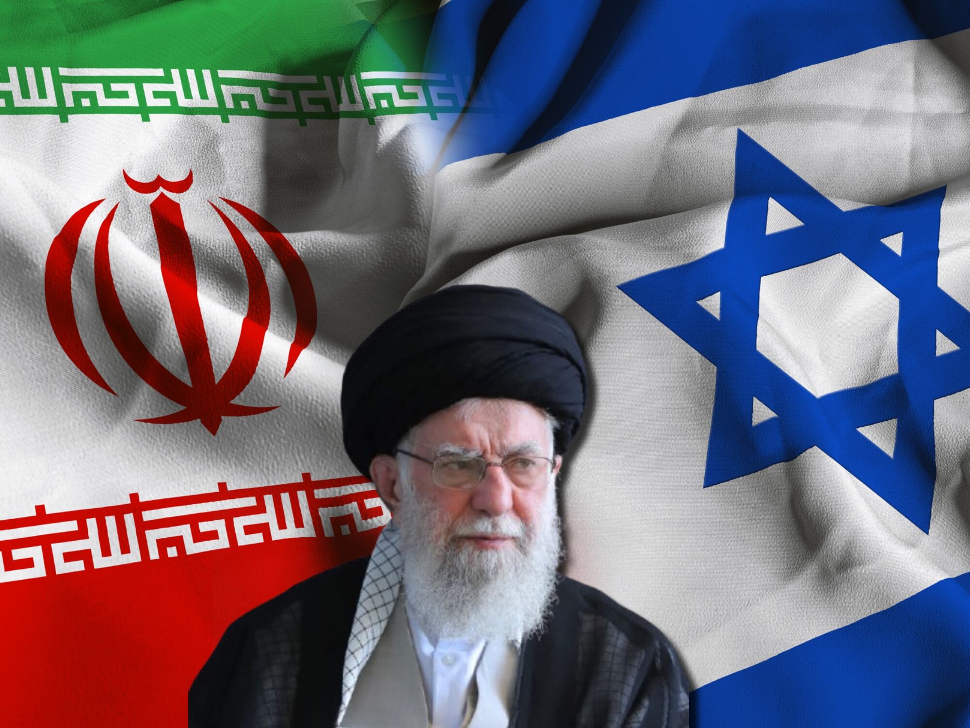 Alí Jameneí y banderas de Irán e Israel. Fotos: (Photo by Iranian Leader's Press Office - Handout/Getty Images) / Getty Images