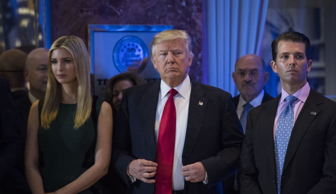 Trump y sus hijos Donald Jr e Ivanka 